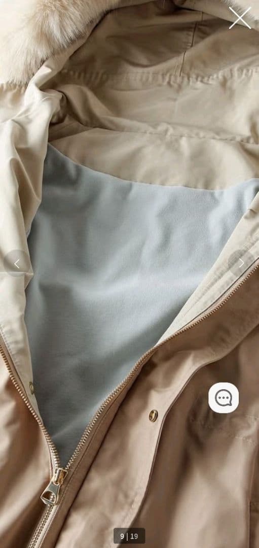 ドゥクラッセ　光沢グログラン・ファー使いモッズコート 　フード　定価21890円