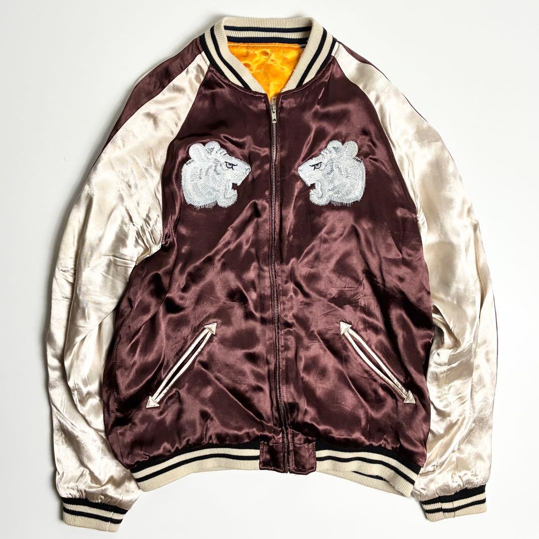 XL【美品】IOLANI(イオラニ)サテンレーヨンリバーシブルスカジャン/虎刺繍