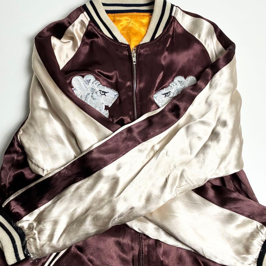 XL【美品】IOLANI(イオラニ)サテンレーヨンリバーシブルスカジャン/虎刺繍