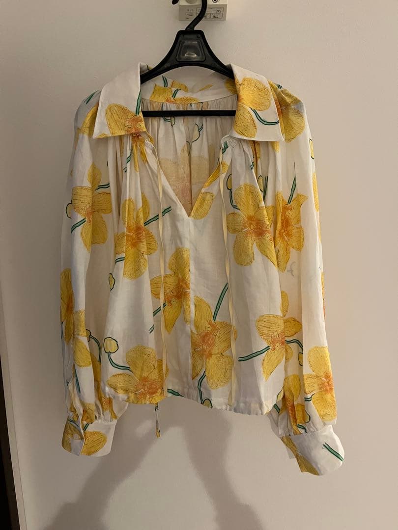 マルニ　フラワープリント　ボリュームギャザーブラウス　美品　40