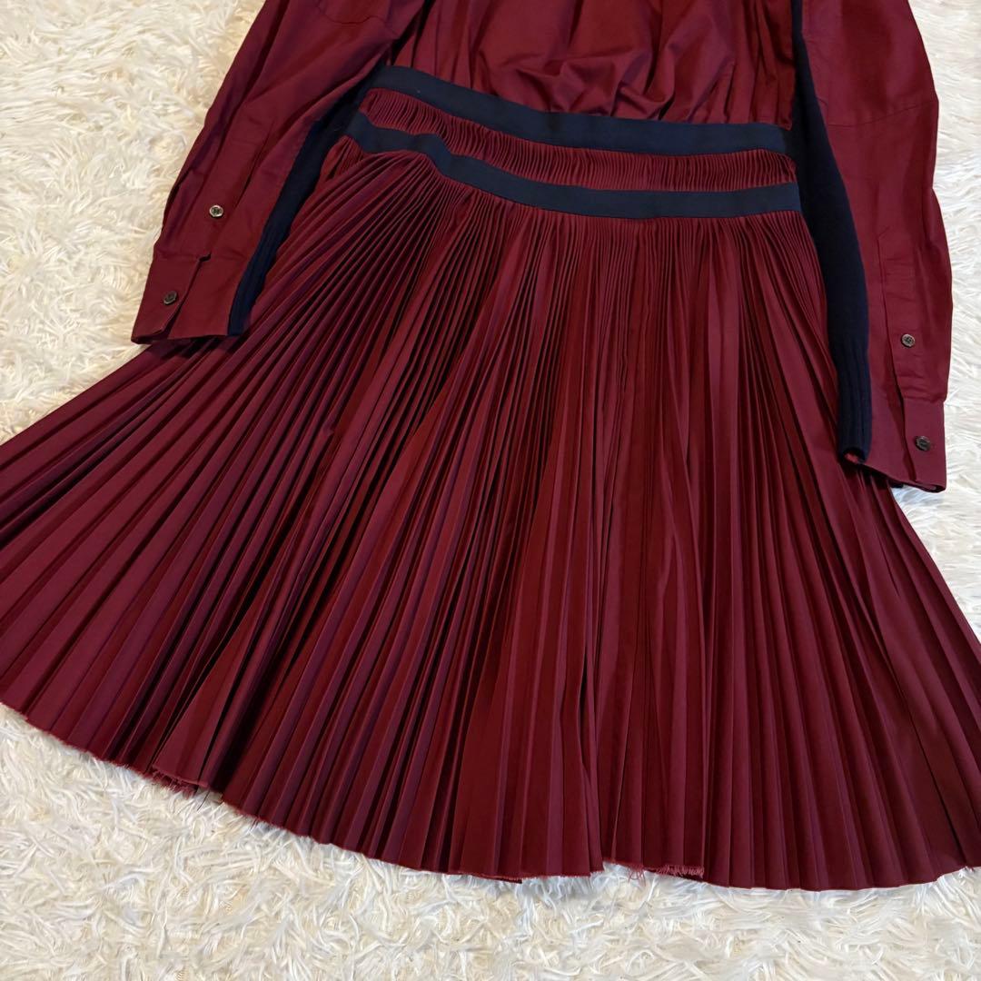 サカイ 2016AW ニット プリーツ パッチワーク ドッキングワンピース