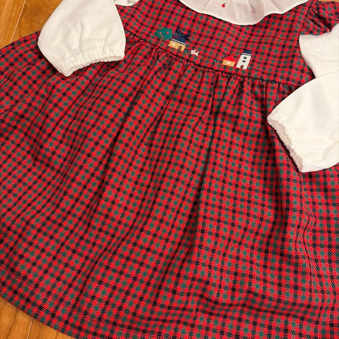 ファミリア　ワンピース　ブラウス　赤チェック