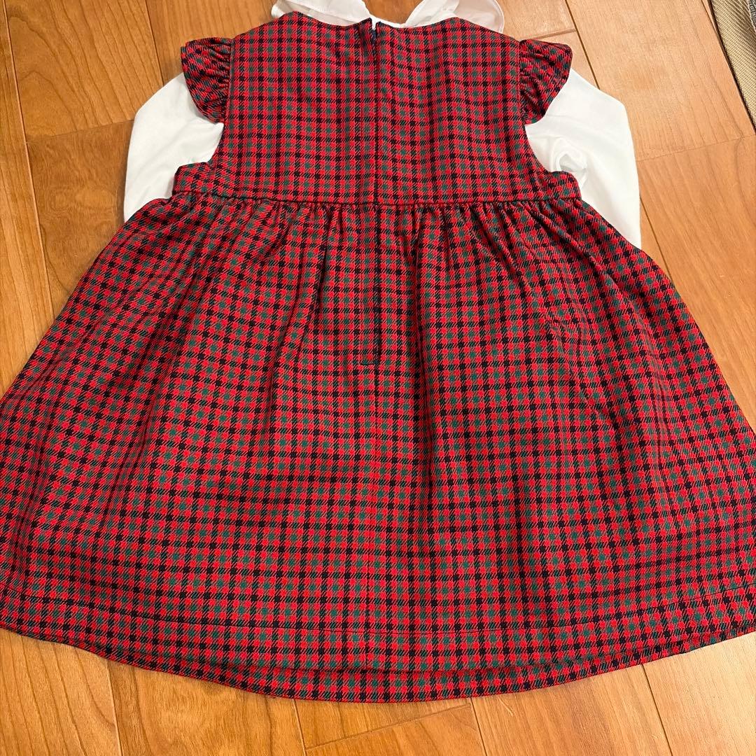 ファミリア　ワンピース　ブラウス　赤チェック