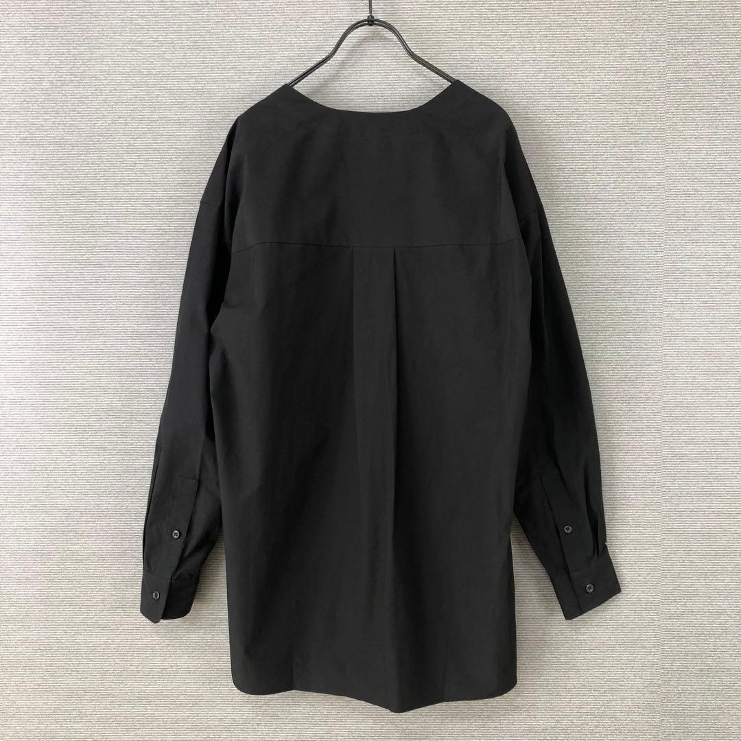 未使用品 BEARDSLEY スクエアネックボタンシャツ F ブラック