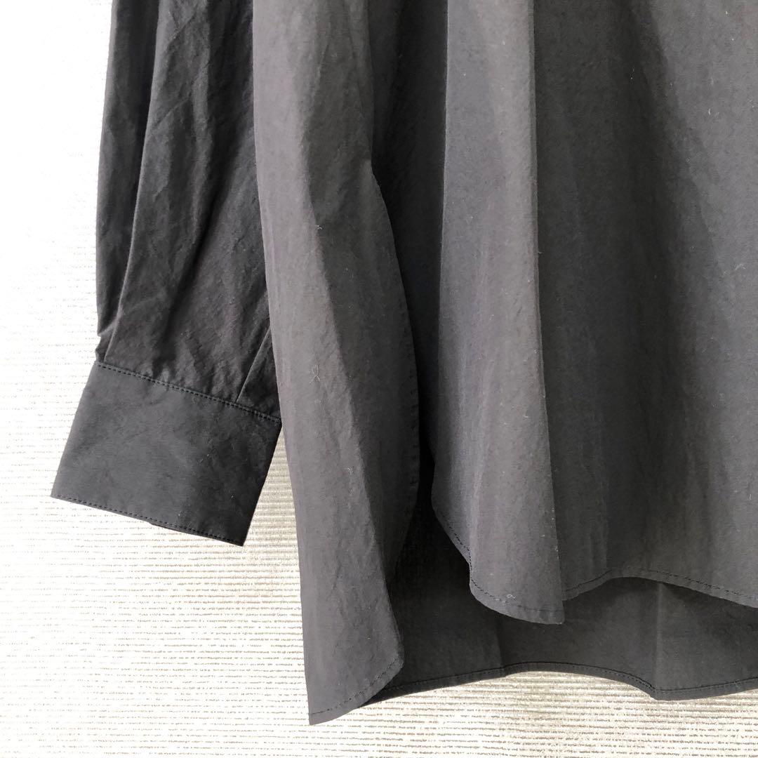 未使用品 BEARDSLEY スクエアネックボタンシャツ F ブラック