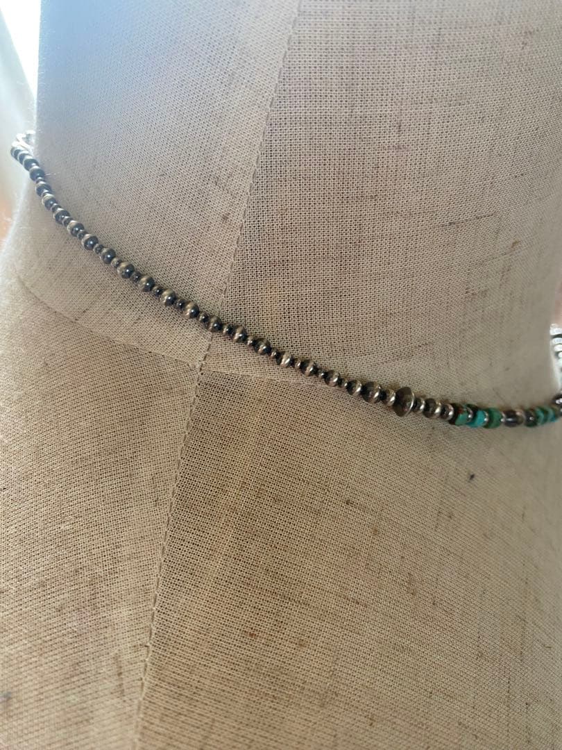 ナバホ ビーズ パール シルバー silver 925 ネックレス ターコイズ