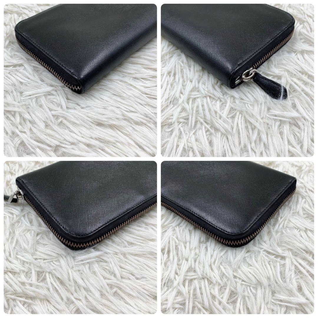 【✨美品✨】プラダ 三角ロゴ ラウンドジップ 長財布 サフィアーノ ブラック