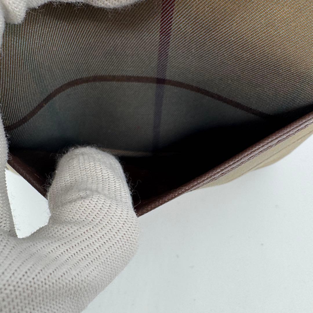 バーバリー ミニボストンバッグ ハンドバッグ トート レザー ファブリック 茶