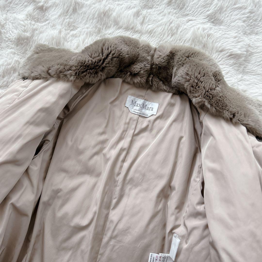 大きいLサイズ✨マックスマーラ★ラビットファー ダウンコート ピンクベージュ