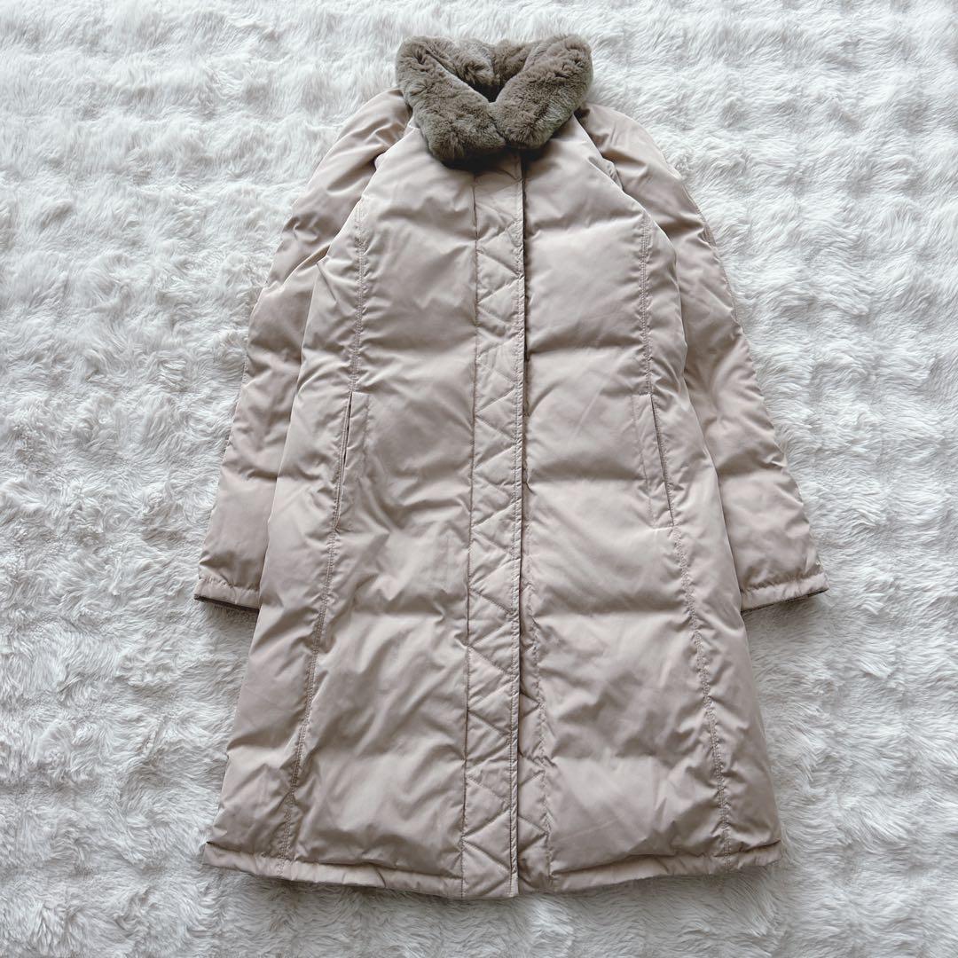 大きいLサイズ✨マックスマーラ★ラビットファー ダウンコート ピンクベージュ