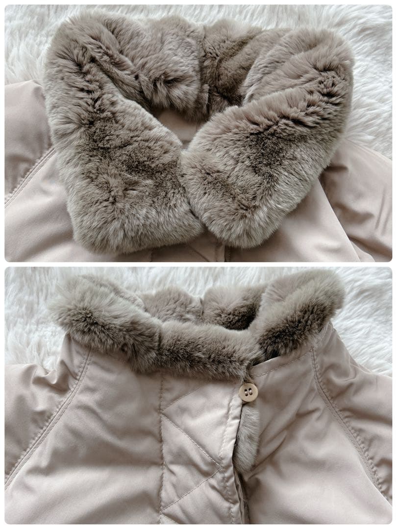 大きいLサイズ✨マックスマーラ★ラビットファー ダウンコート ピンクベージュ