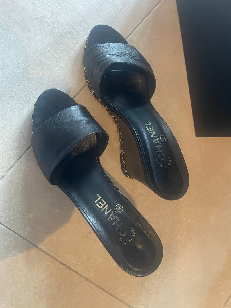 CHANEL ウェッジサンダル　チェーン39 ココマーク