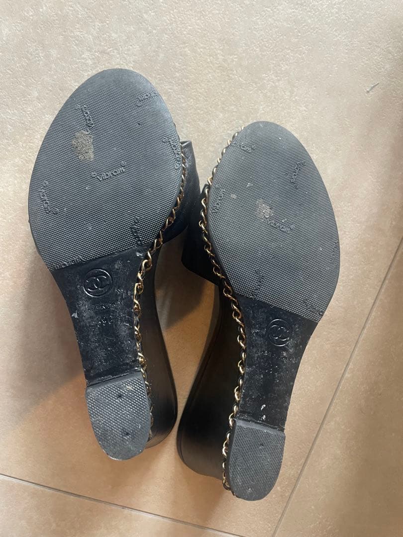 CHANEL ウェッジサンダル　チェーン39 ココマーク
