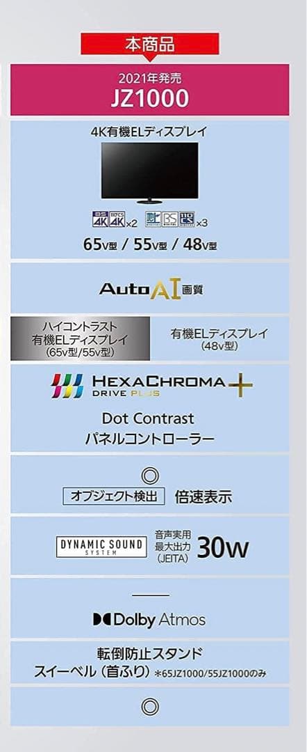【超美品】パナソニック55V型4K有機EL TH-55JZ1000