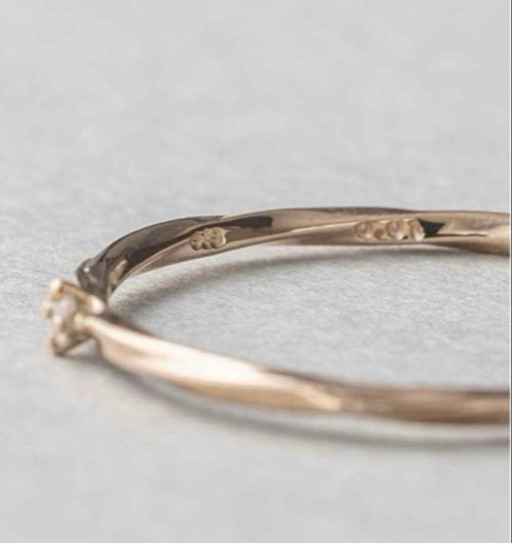 ete K10 ピンクゴールド ツイストダイヤモンド リング 15号