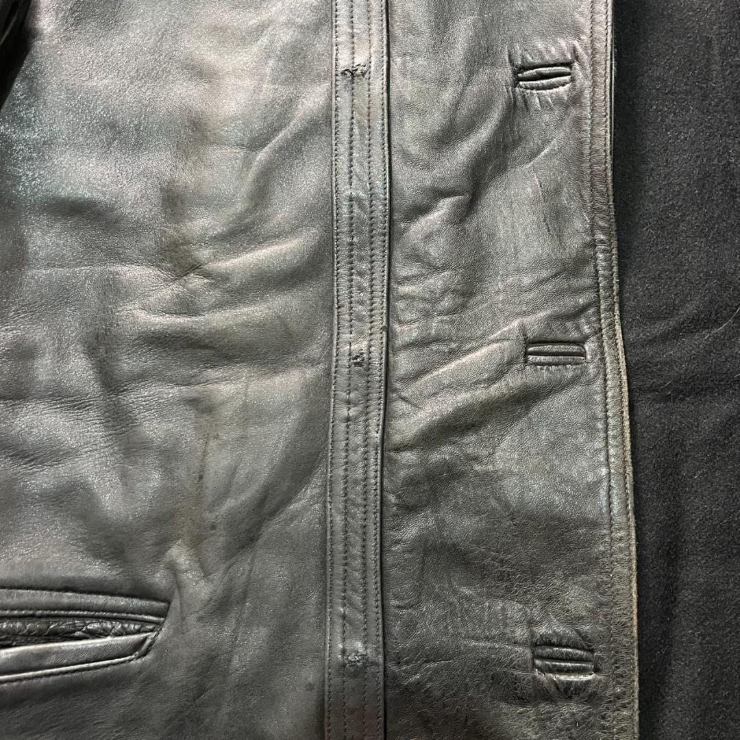 50s 60s フレンチ コルビジェジャケット レザージャケット ブラック