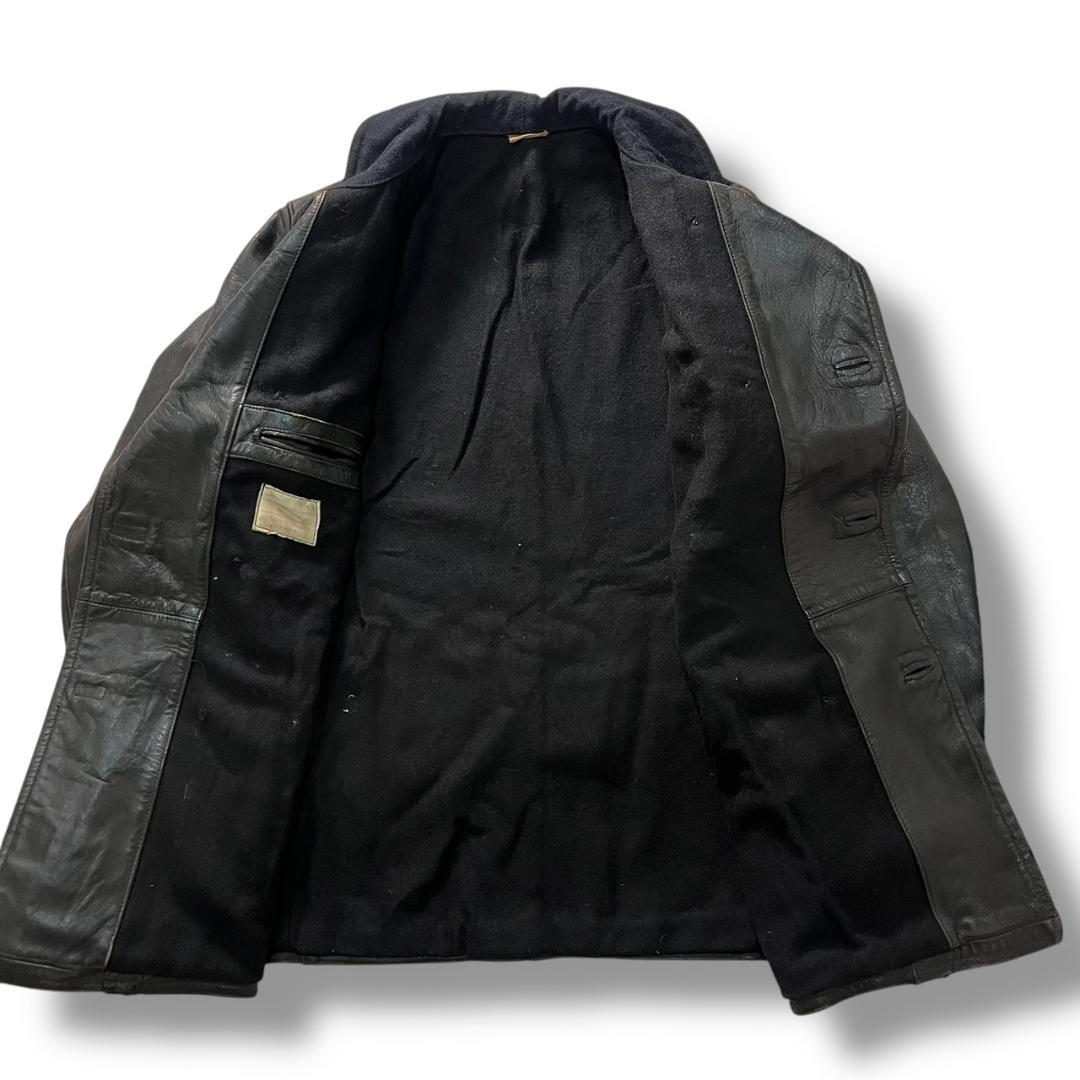 50s 60s フレンチ コルビジェジャケット レザージャケット ブラック