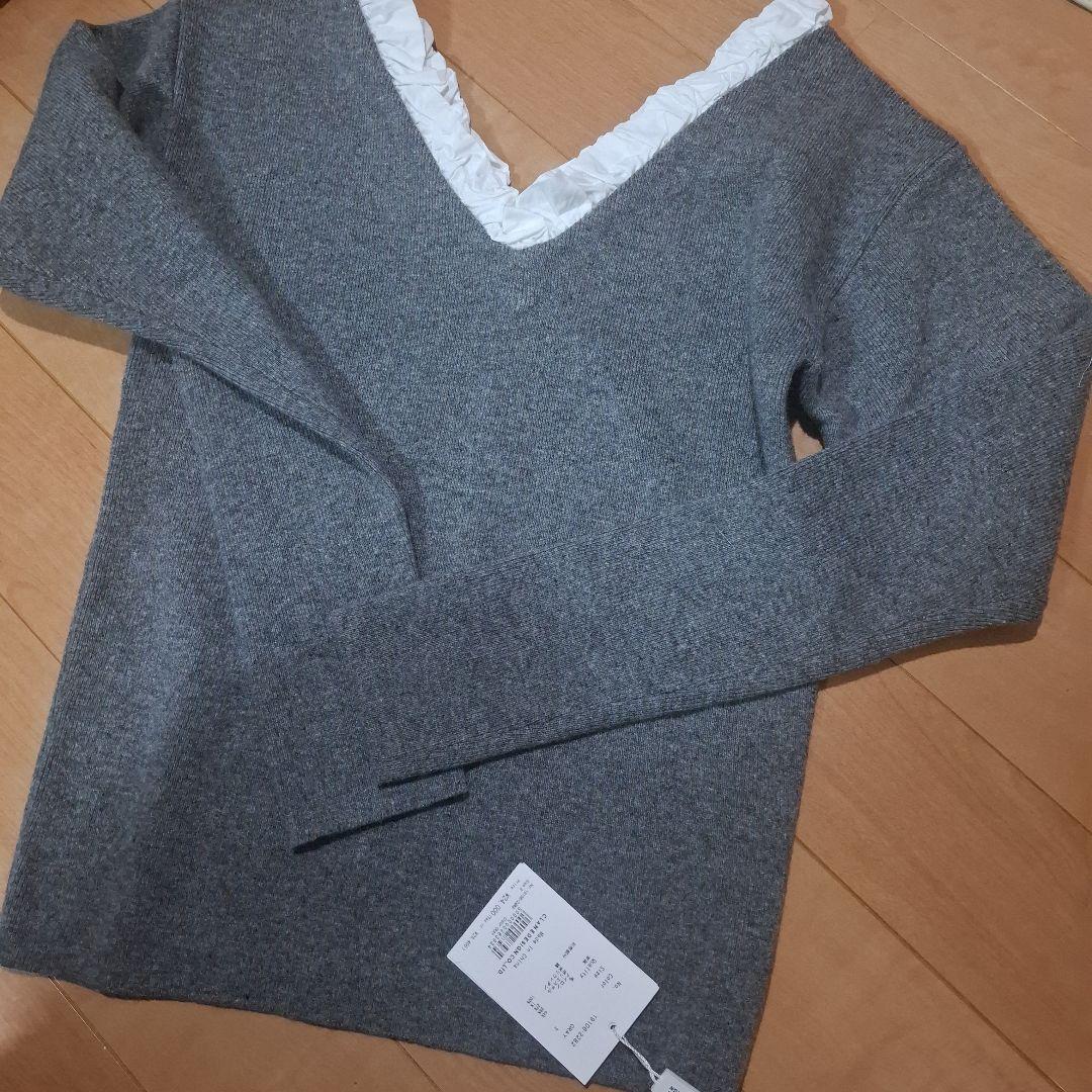 くまちゃん様2WAY FRILL V NECK KNIT TOPS CLANE