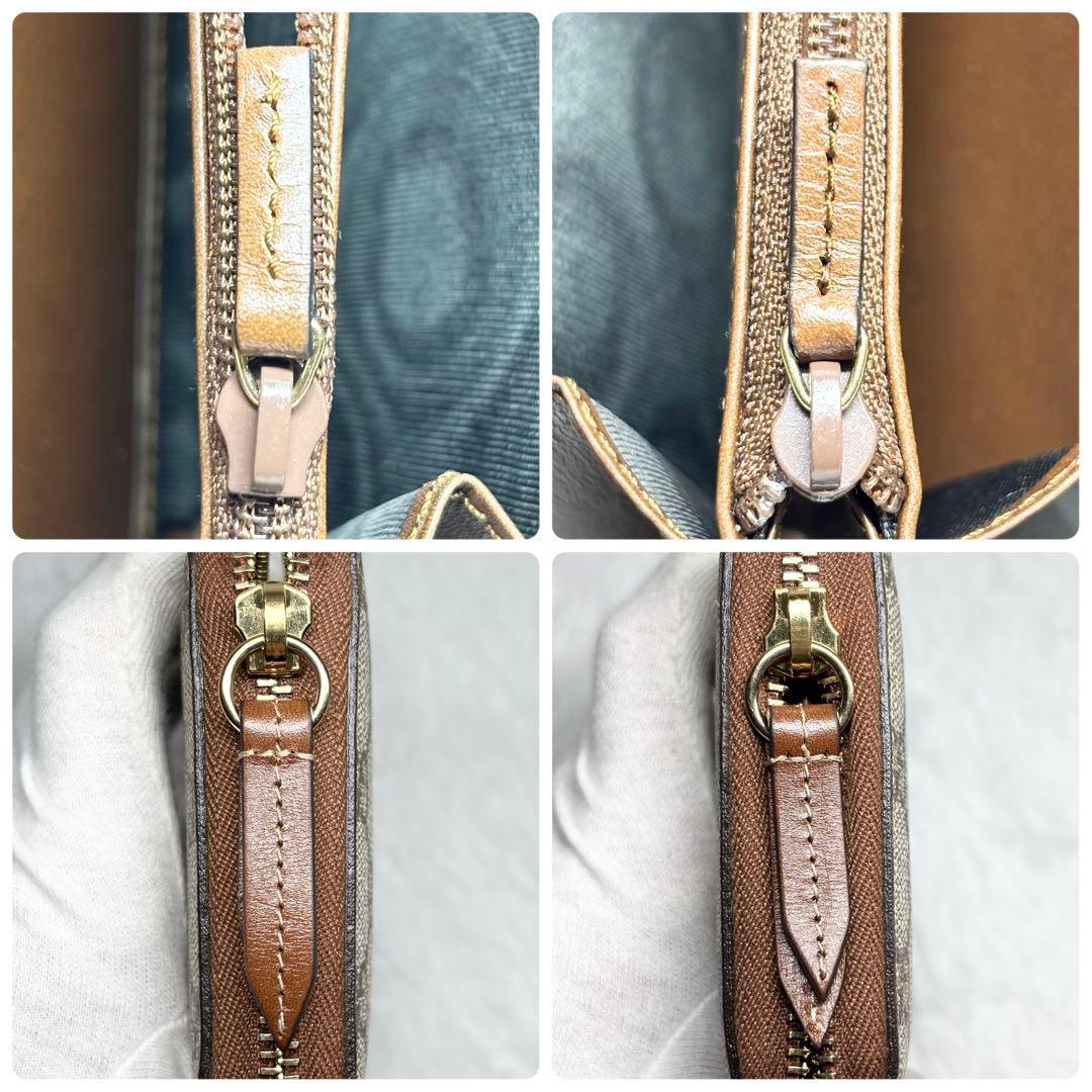 ✨訳あり美品✨ グッチ GGスプリーム ラウンドジップ 長財布 PVC ブラウン