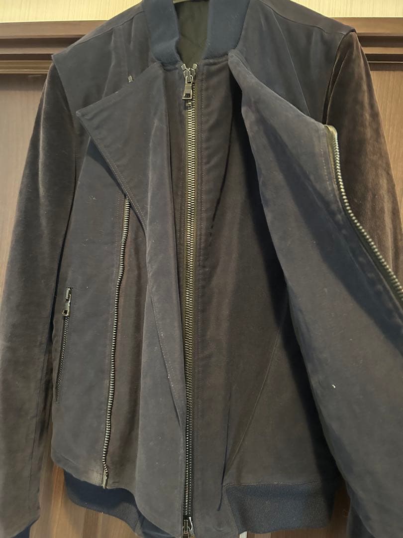 BALMAIN ライダース　MA1ダークグレー ジップアップジャケット　46
