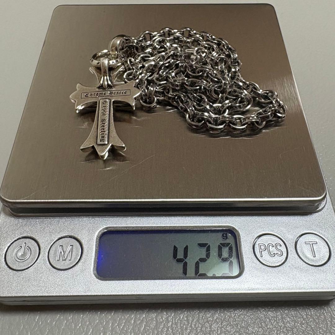 シルバー925　クロスペンダントスモールベイル　50㎝　ペーパーチェーン