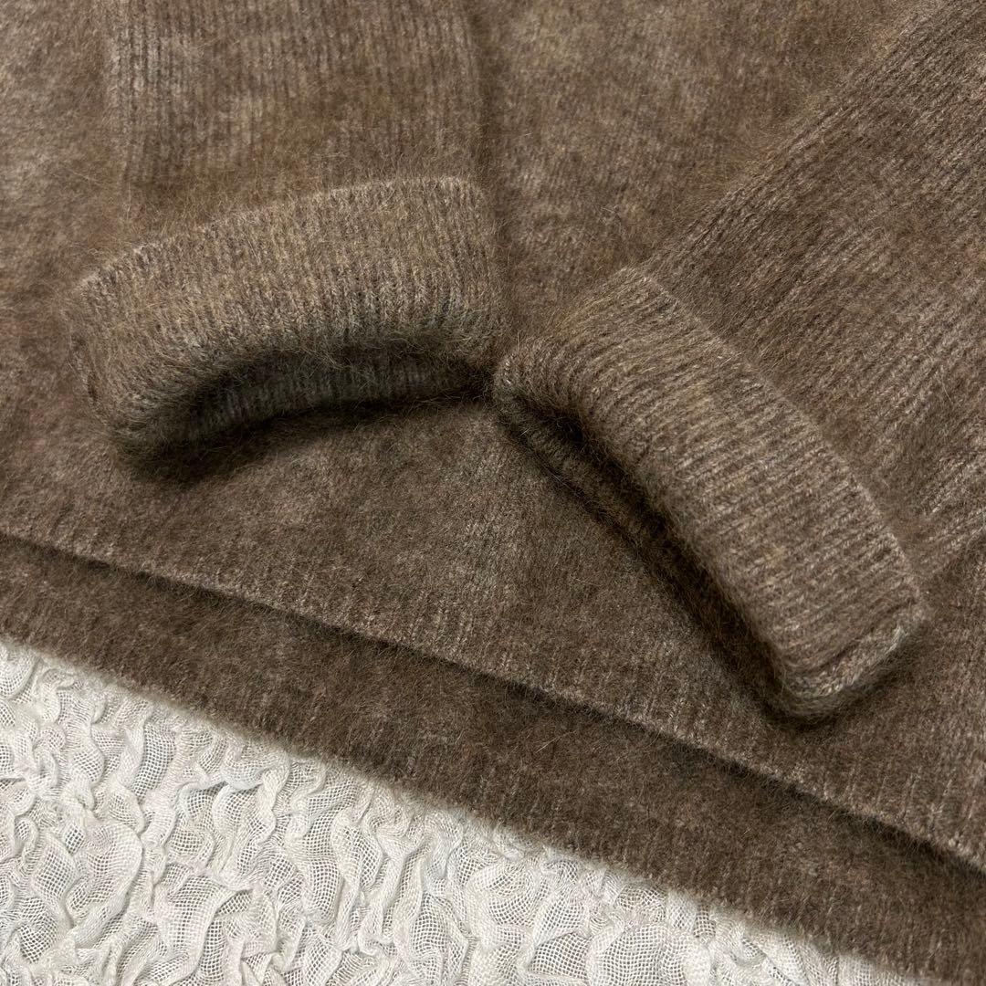 NOBLE ファーニット Vネックプルオーバー ブラウン　チャイニーズラクーン