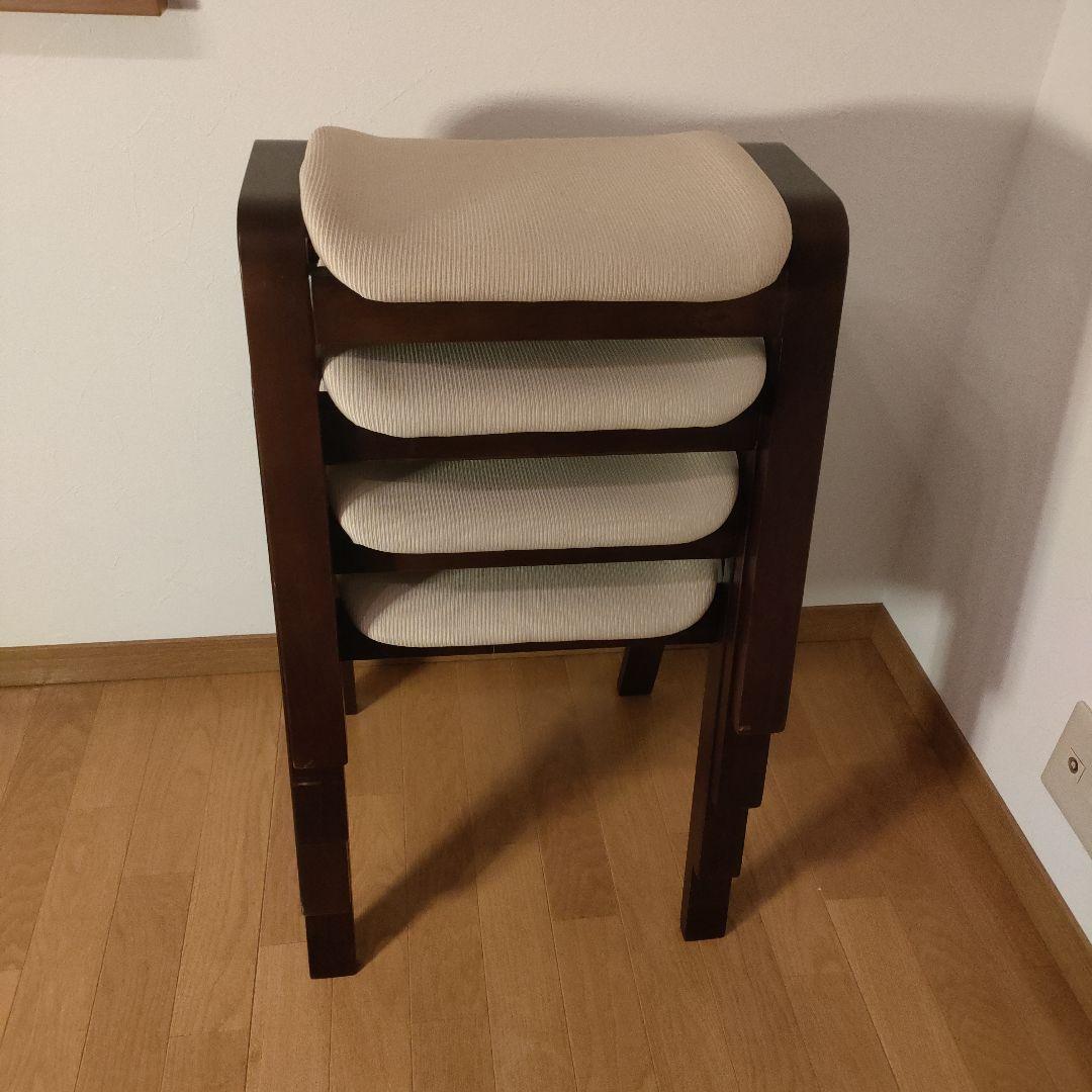 三聖 曲木スツール 木製 スタッキングチェア 4脚セット まとめ売り