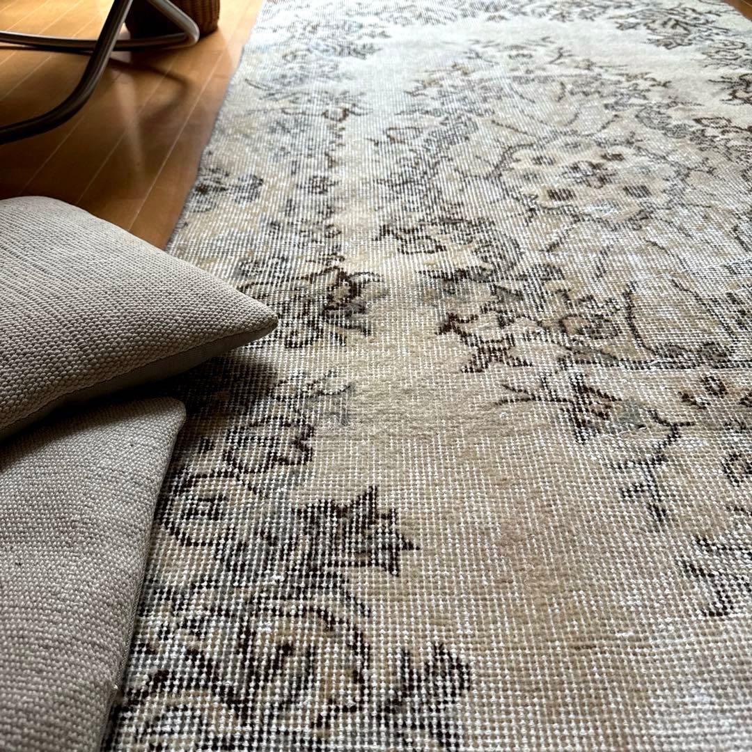 88×211 ナチュラルカラー　ブラウン　メダリオン　トルコヴィンテージラグ