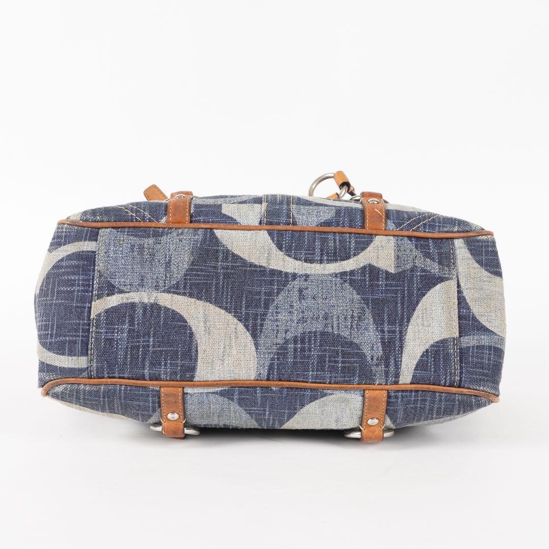 美品 COACH ハンドバッグ シグネチャー ターンロック デニム