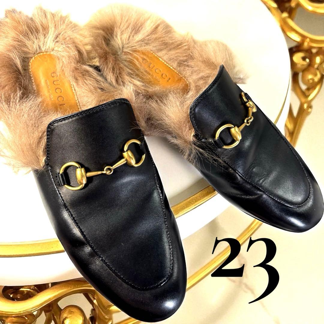 あ*ん様 GUCCI グッチ プリンスタウン ファー ローファーホースビット サ