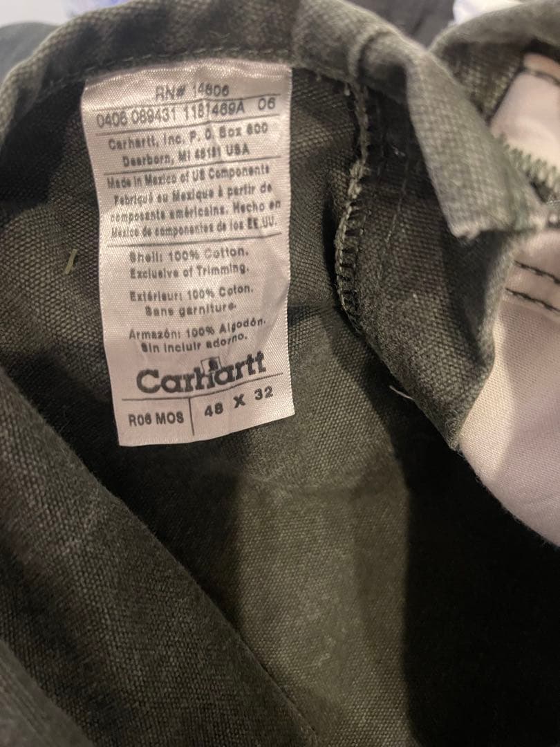 カーハート　オーバーオールダブルニー　カーキ　48×32