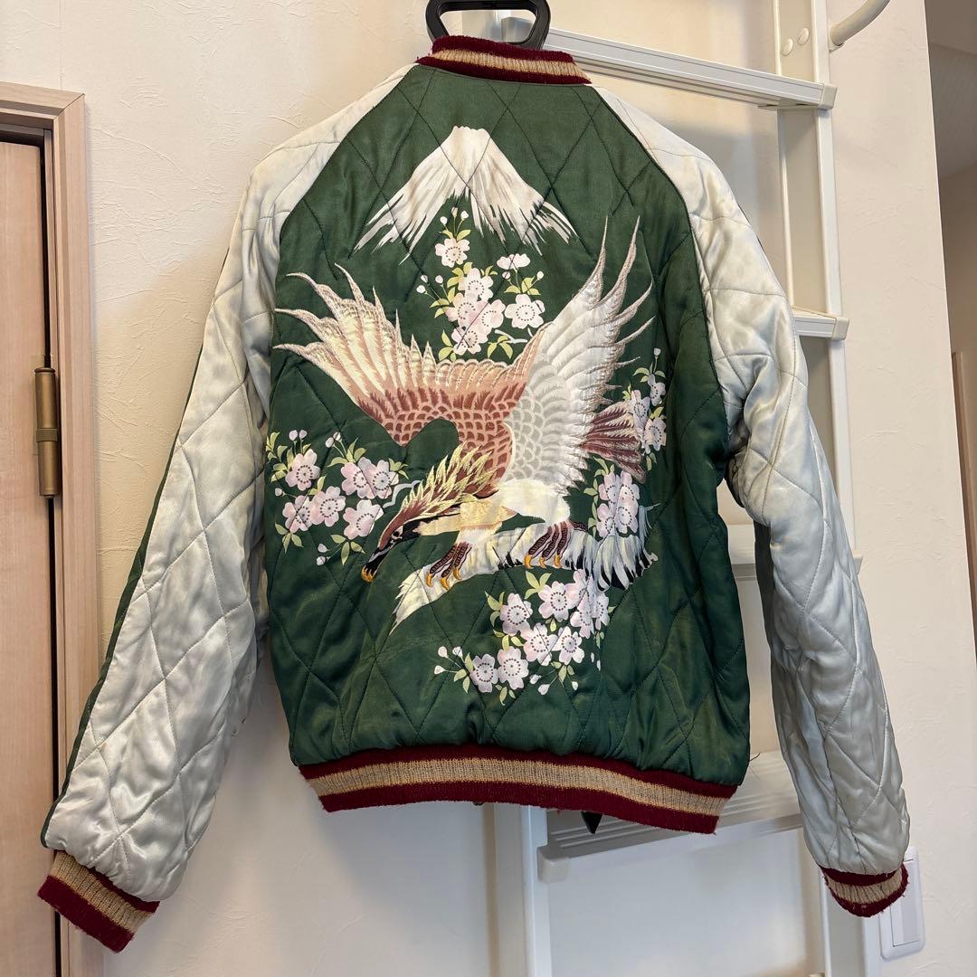 テーラー東洋　東洋エンタープライズ　スカジャン 虎と鷹の刺繍 花柄裏地