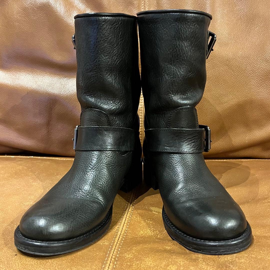 【はな】本革レザー ファビオルスコーニ エンジニアブーツ 24.0 黒