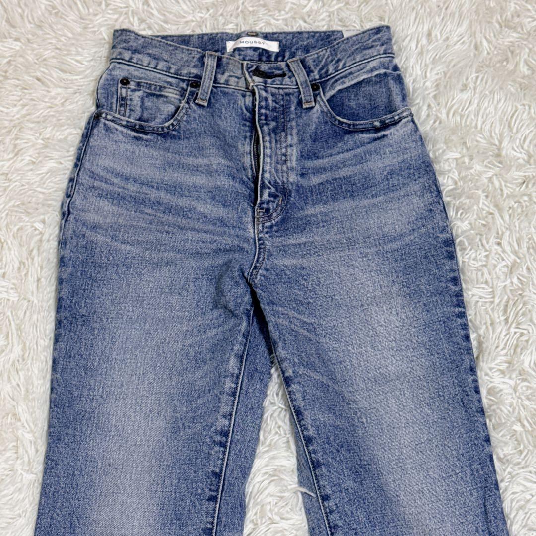 マウジー フレアデニムパンツ ストレッチ ライトブルー S
