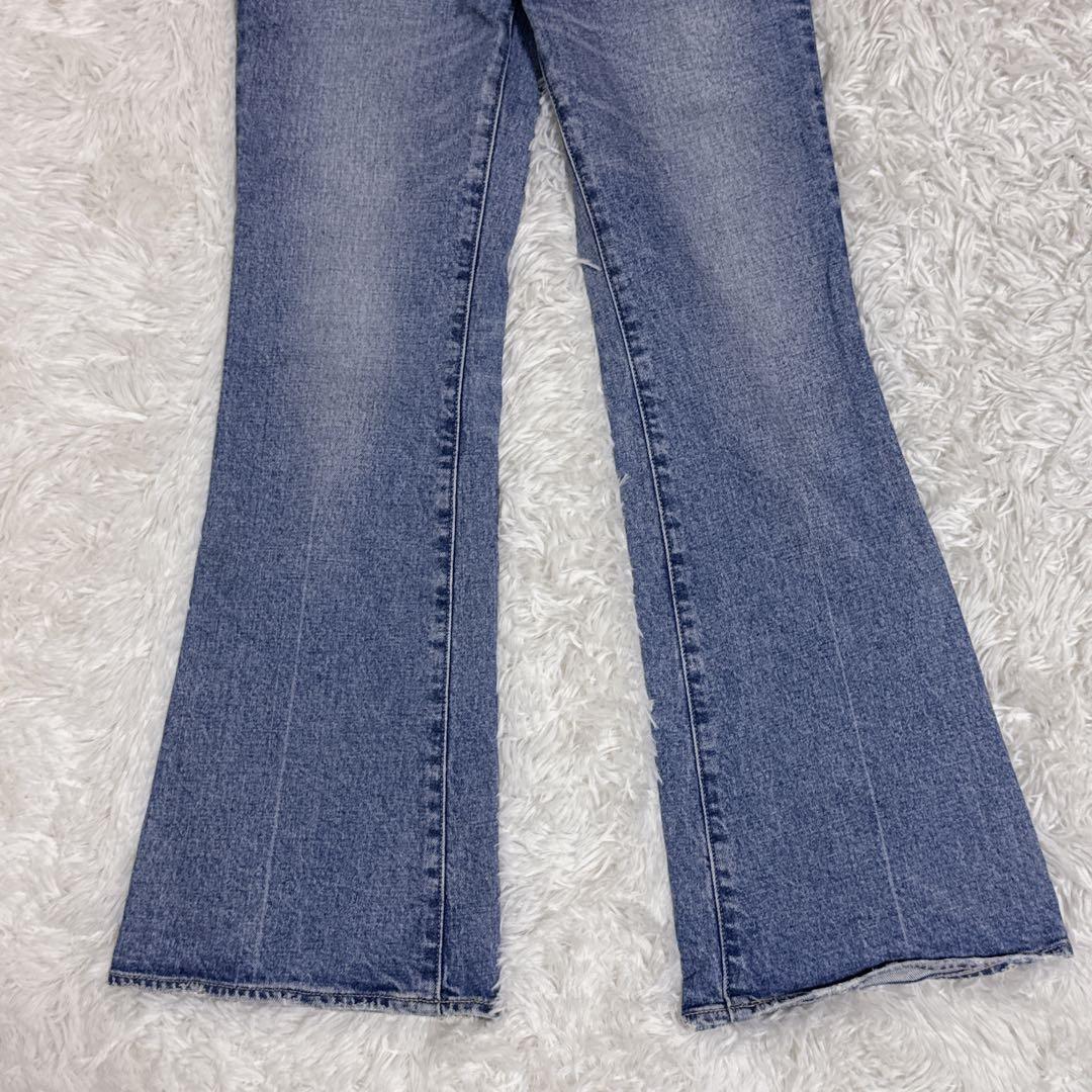 マウジー フレアデニムパンツ ストレッチ ライトブルー S