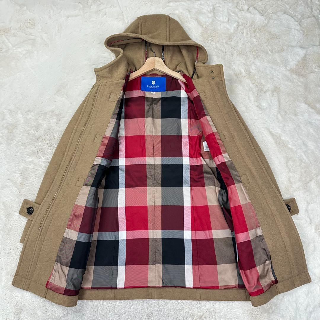 ✨美品✨ブルーレーベルクレストブリッジ ダッフルコート 赤チェック ベージュ M