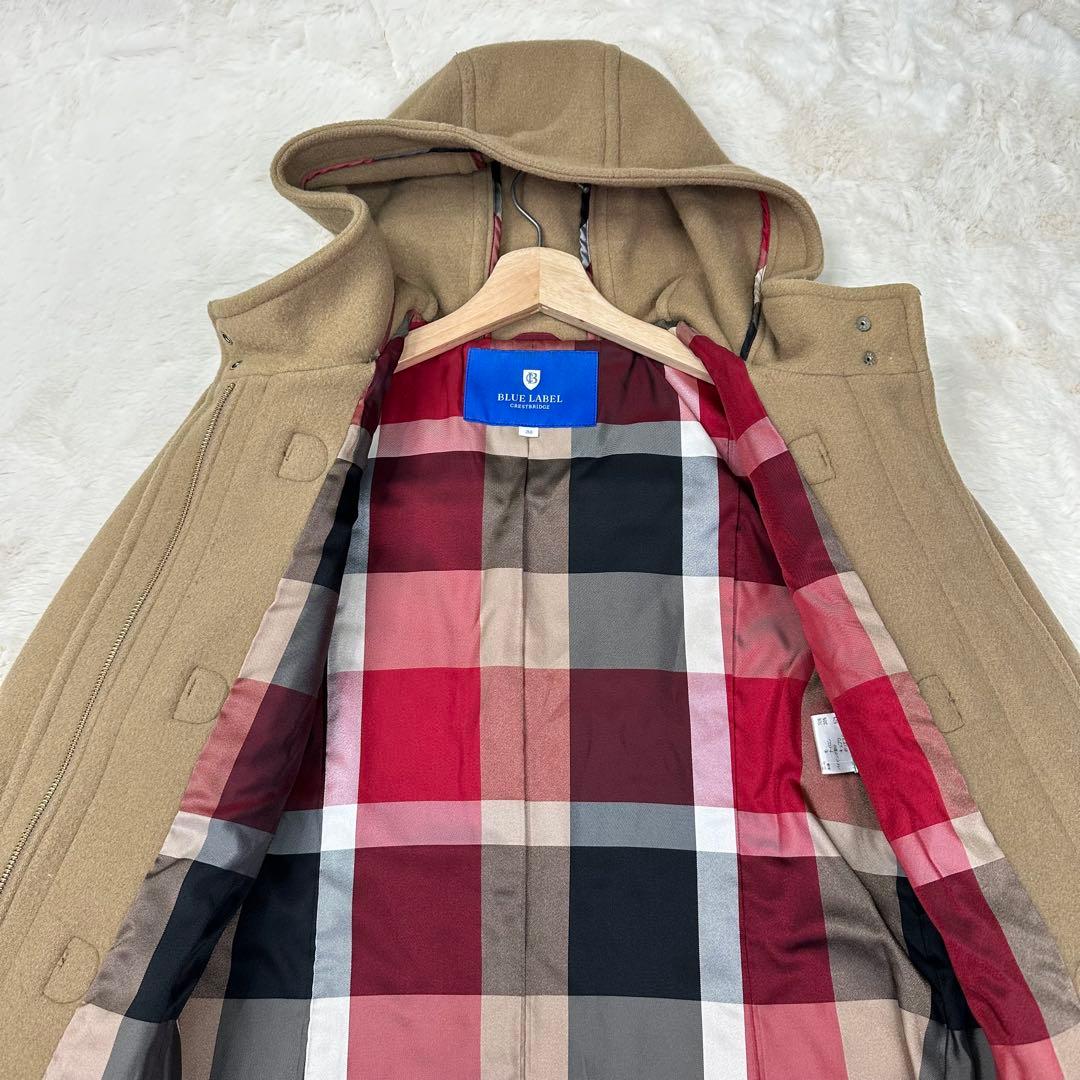 ✨美品✨ブルーレーベルクレストブリッジ ダッフルコート 赤チェック ベージュ M