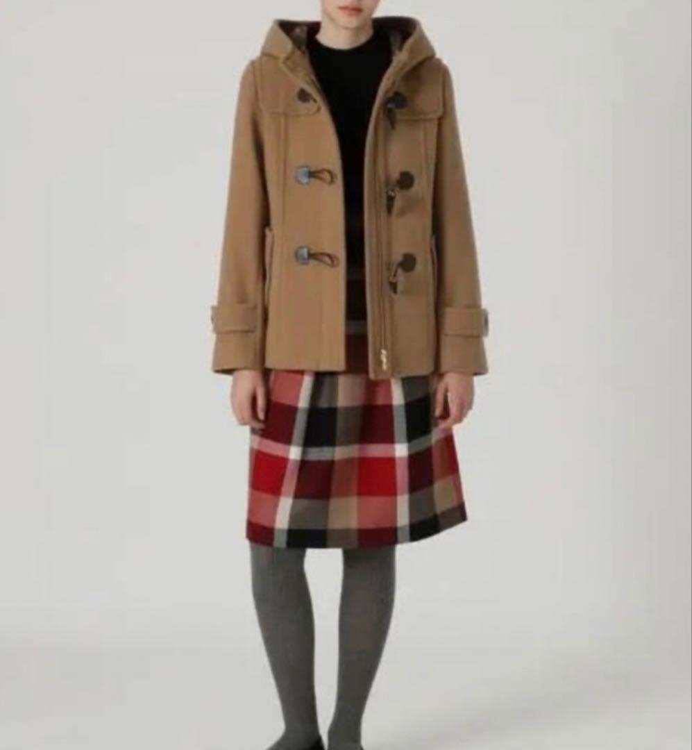 ✨美品✨ブルーレーベルクレストブリッジ ダッフルコート 赤チェック ベージュ M
