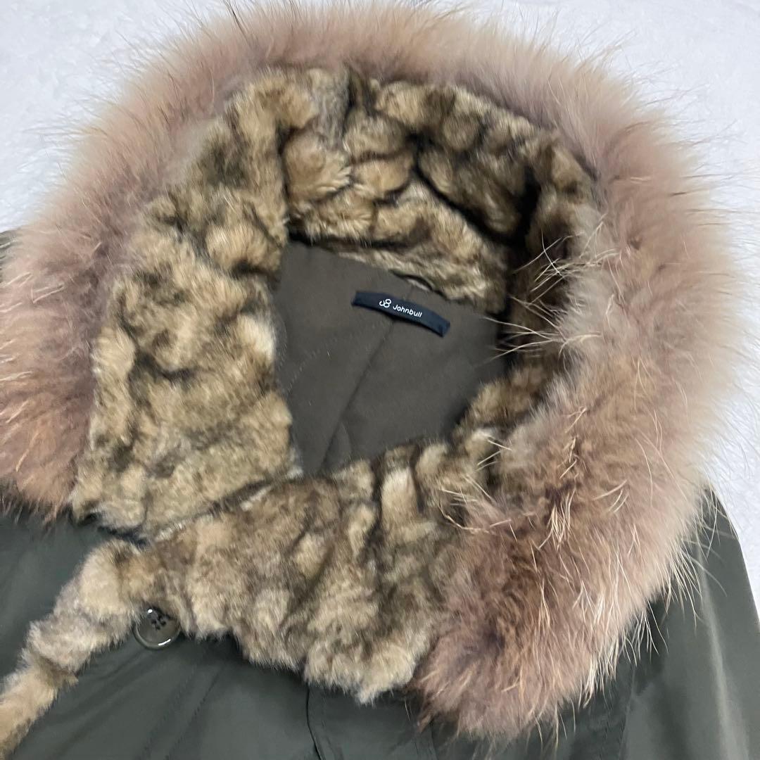 Johnbull アビエイターコート LL カーキ ラクーンファー付　美品