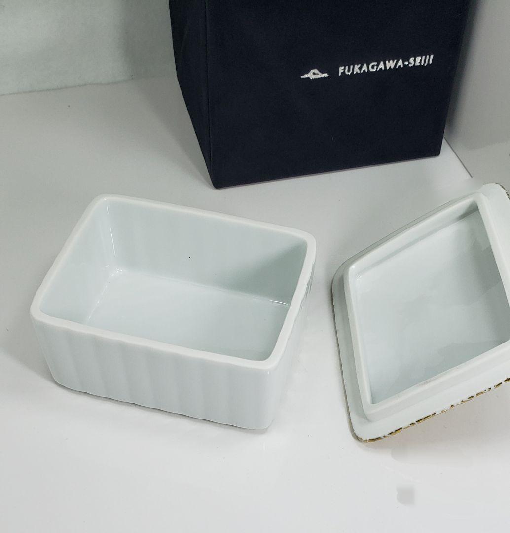 箱付【未使用】深川製磁 ジュエリーボックス 蓋付 小物入れ 金彩