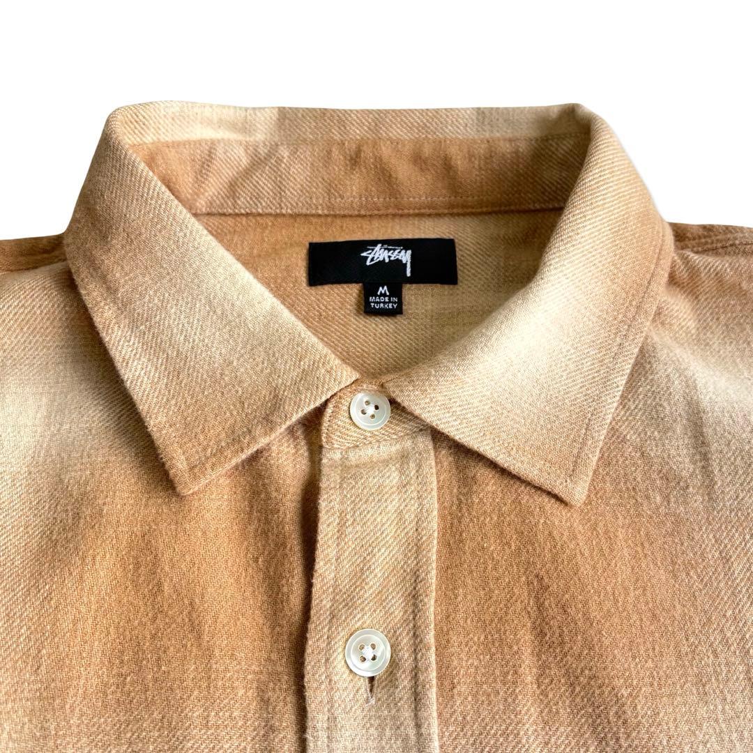 タ*マ様 Stussy ステューシー ベージュ 茶 チェック柄 オンブレ 長袖シ