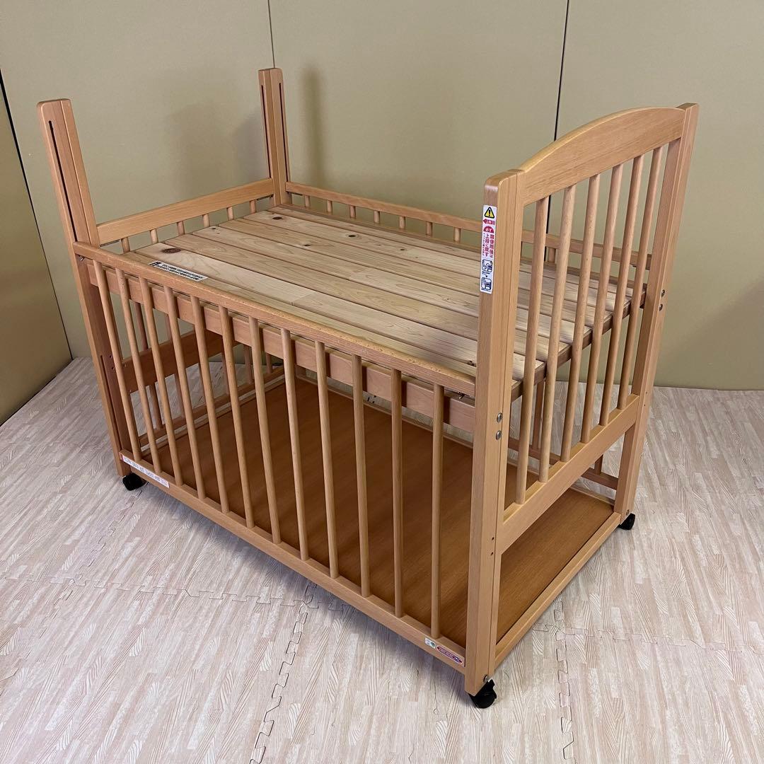 ☆除菌清掃済☆　美品　日本製　サワベビー　ハイタイプ　すのこ床板　3面スライド