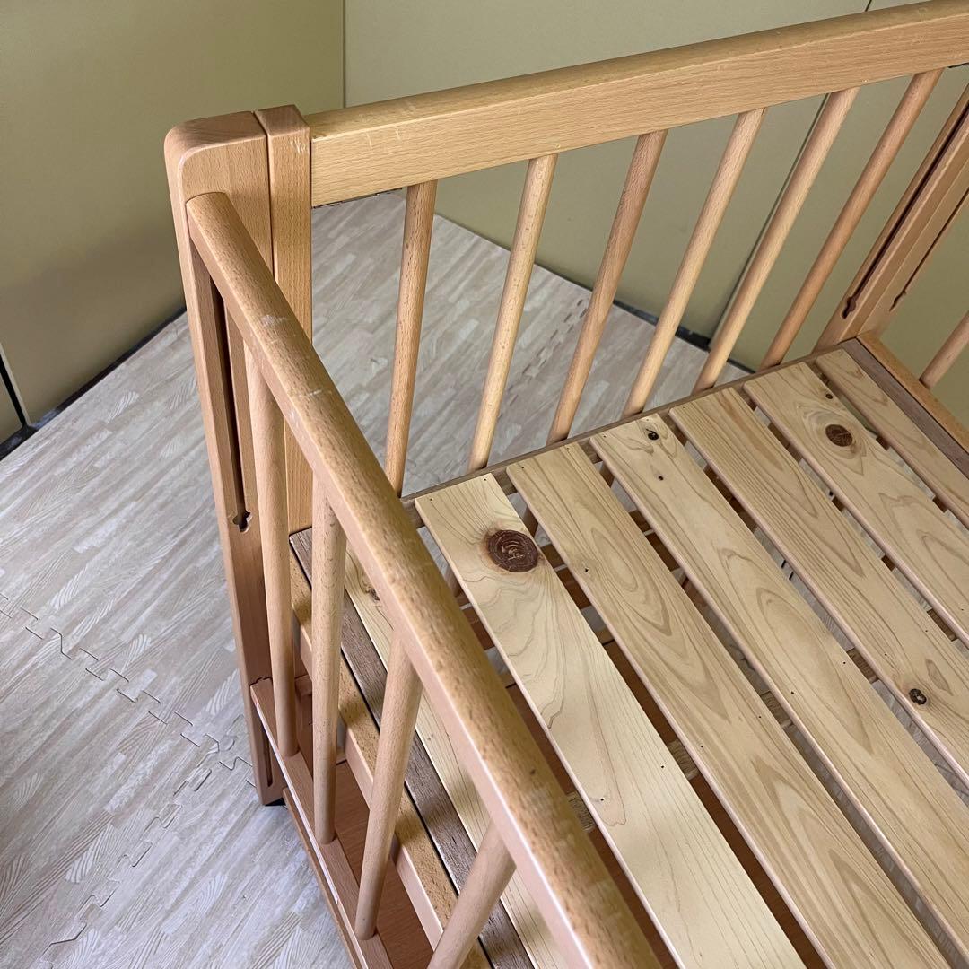 ☆除菌清掃済☆　美品　日本製　サワベビー　ハイタイプ　すのこ床板　3面スライド