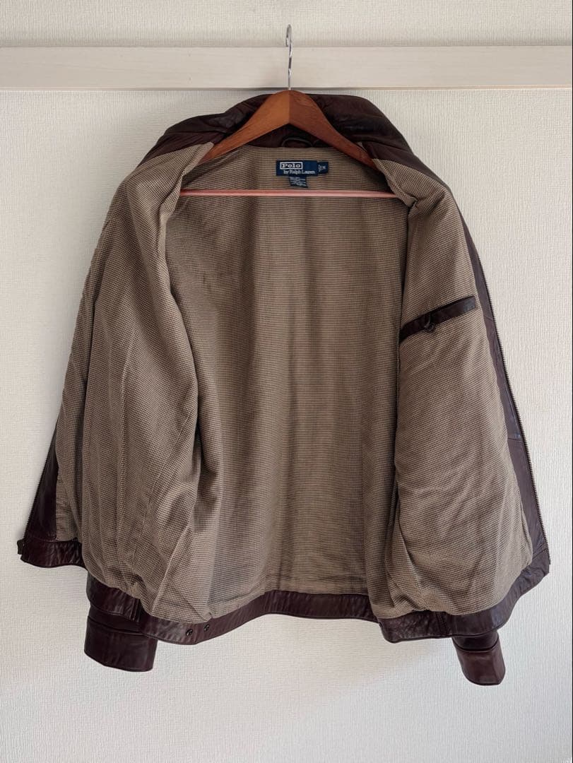 90s ポロバイラルフローレン 本革 スウィングトップ ブラウン ポニー刺繍