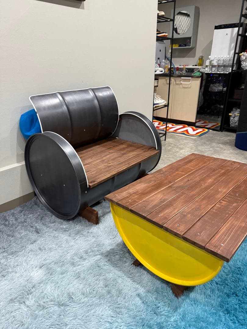 ドラム缶リメイク DIYソファ＆テーブルセット