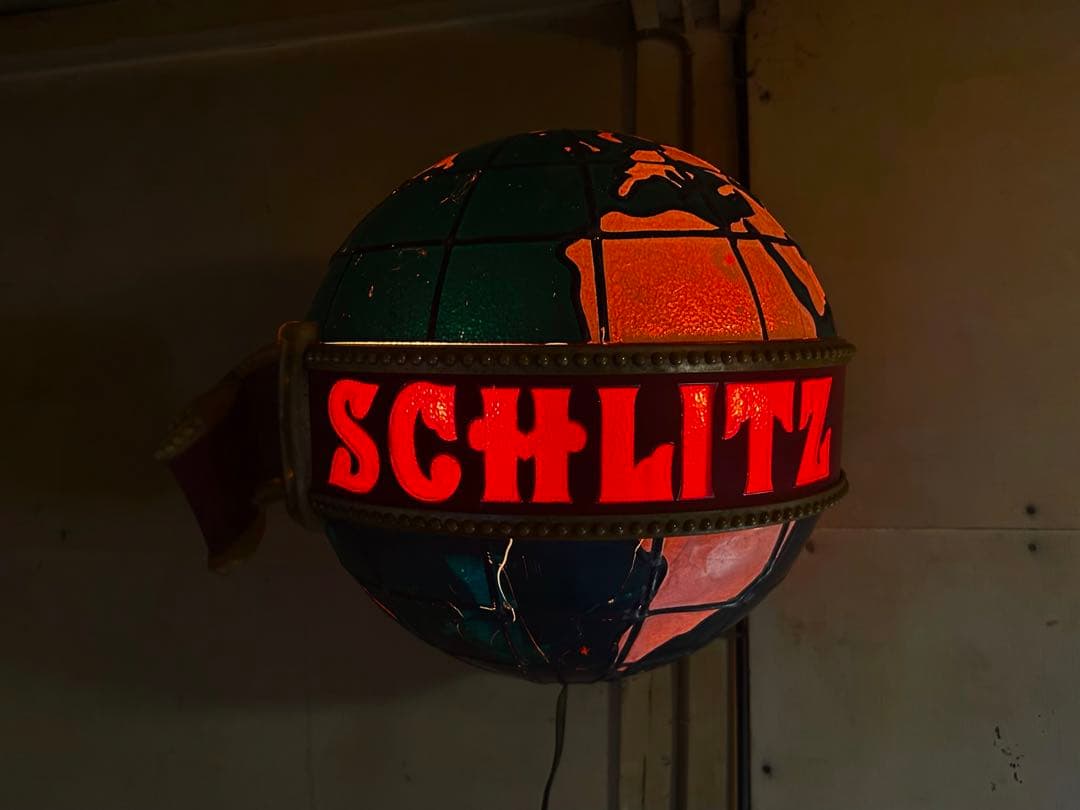 シュリッツ 電飾 回転 看板SCHLITZ 地球儀 ライト ランプ ライトサイン