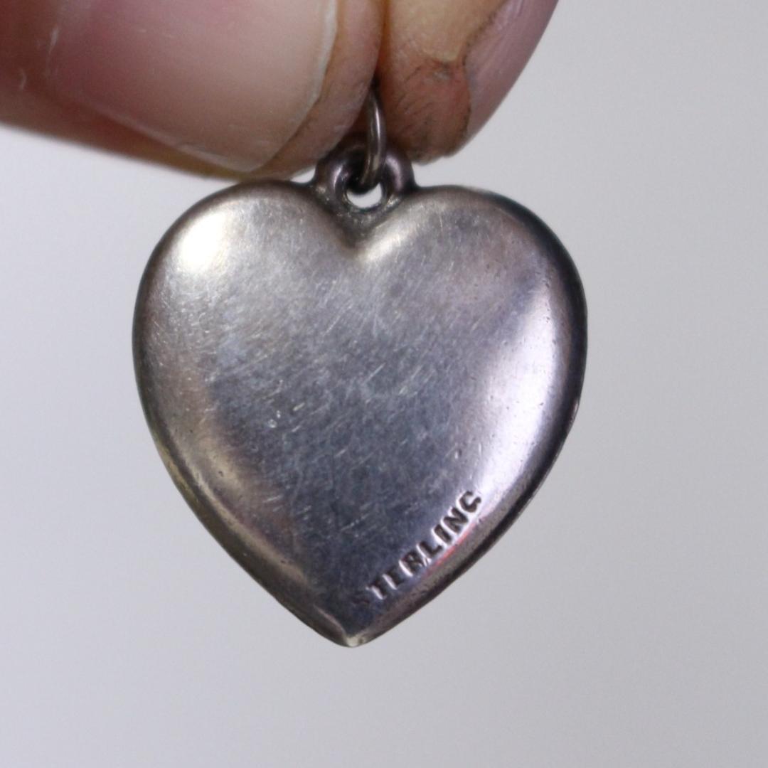 40s　スウィートハートジュエリー　WW2　シルバー　チャーム　勿忘草　エナメル