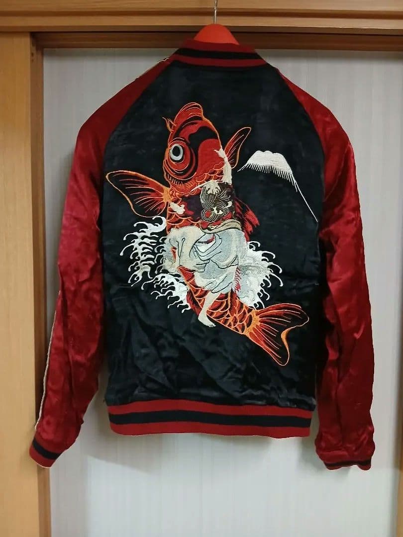 百花繚乱リバーシブルスカジャン 別珍Sサイズワインレッド