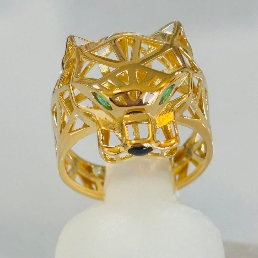 新品同様　K18 YG パンサー　リング　18金　新品仕上げ済み　超美品