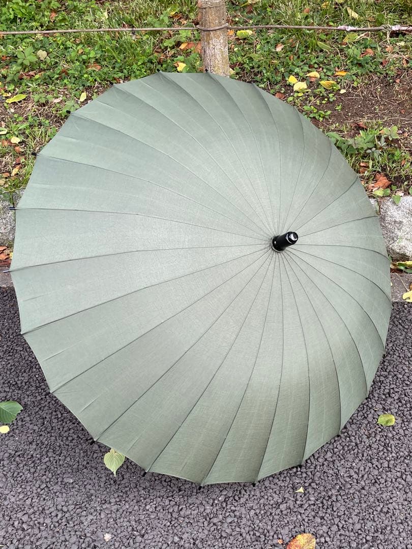 C1【used】高級洋傘 福井洋傘 グリーン 24骨 記名あり